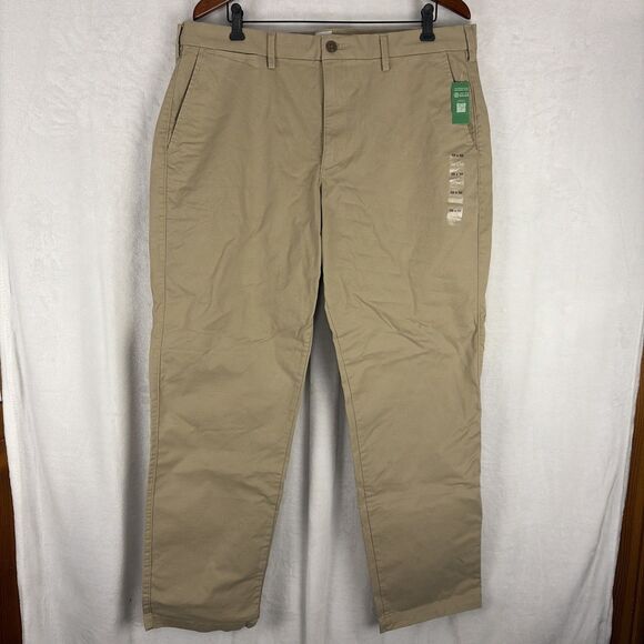 Gap Mens Essential Khaki Straight Pants Beige 38x32 Stretch Waist Mid Rise NWT - Picture 1 of 6